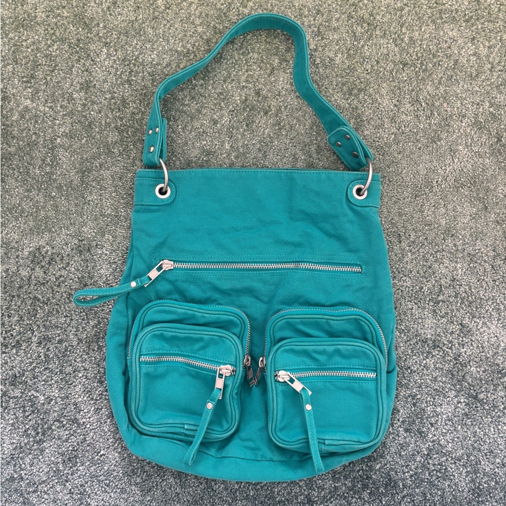 Old Navy Y2K Casual Turquoise Multi-Pocket Tote Style Bag